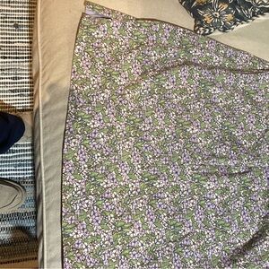GAP Green and Purple A-Line Midi Skirt